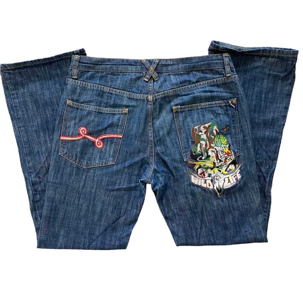 Y2K Roots embroidered wide leg jeans